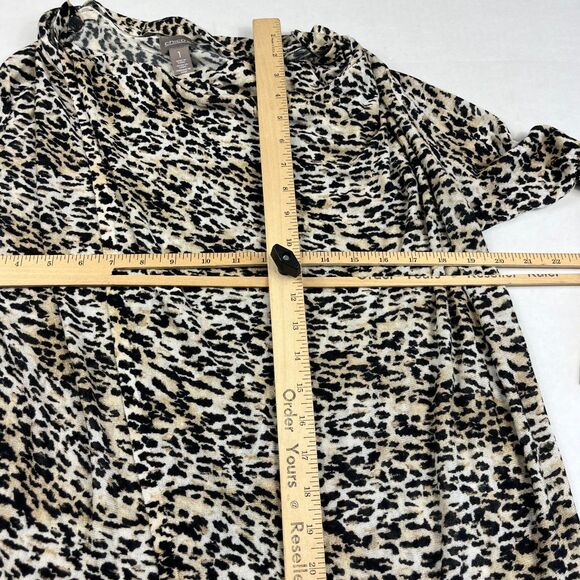 Chico’s Leopard Wrap Knit Tunic Sweater Boho Long Sleeve Slouchy Knit 1 Medium - Picture 8 of 12